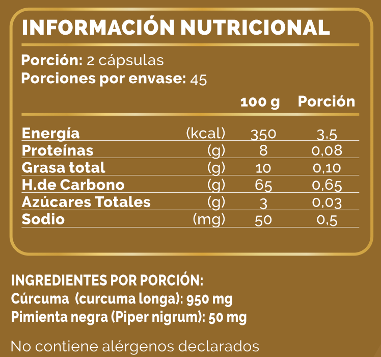Cúrcuma + Pimienta Negra | 90 cápsulas